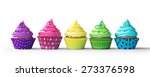 Row Of Colorful Cupcakes...