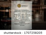 Small photo of Chicago, IL - April 15th, 2020: Gadabout restaurant posts a customer letter on their window in Andersonville after closing due to the COVID-19 pandemic encouraging support for those who need it.