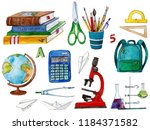 set of school items. hand drawn ... | Shutterstock . vector #1184371582