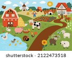 vector farm landscape... | Shutterstock .eps vector #2122473518