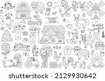 big black and white vector farm ... | Shutterstock .eps vector #2129930642