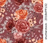 watercolor flower rose autumn... | Shutterstock .eps vector #2018699132
