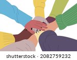 people with hands piled... | Shutterstock .eps vector #2082759232