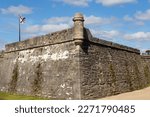 Corner view of a 1695 Castillo de San Marcos bastion, the oldest masonry fort in the continental United States, St. Augustine, Florida, USA 