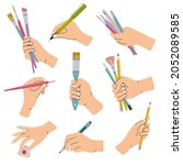 stationary in hands. people... | Shutterstock .eps vector #2052089585