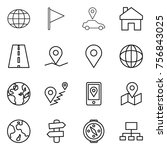 thin line icon set   globe ... | Shutterstock .eps vector #756843025