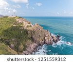 Small photo of Aerial view of Dai Lanh Cape and Mui Dien light house in a sunny day, Mui Dien, Phu Yen province - The eastermost of Vietnam