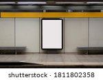 Blank billboard mock up in a subway station, underground