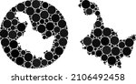 Vector mosaic Heilongjiang Province map of round items. Mosaic geographic Heilongjiang Province map is created as carved shape from circle with round items in black colors.