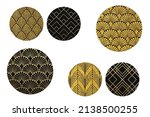 Round key- chain, magnet, cover design with deep green leather texture. Art Deco sublimation set ready to print on white background