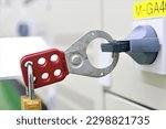 Lockout Tagout , Electrical safety system.Key lock switch or circuit breaker for safety protect.in electric room