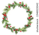 Christmas Fir Wreath With Red...