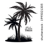 black silhouettes of palm trees.... | Shutterstock .eps vector #1995021305