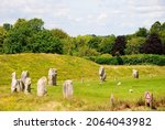 Avebury Neolithic henge monument constructed over several hundred years in the 3rd  BC, during the Neolithic, or New Stone Age around the village of Avebury in Wiltshire, in southwest England, UK