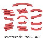 flat vector ribbons banners... | Shutterstock .eps vector #756861028