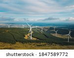 Small photo of Raheenleagh forest, Ballinvalley, Co.Wicklow / Ireland - October 2020 : The newest Ireland's wind farm energy project owned by Coillte and ESB, which is located approximately 8 km west of Arklow town
