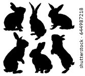 rabbit silhouette set. vector... | Shutterstock .eps vector #644987218
