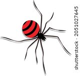 black spider isolated on white... | Shutterstock .eps vector #2051027645