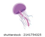 Cartoon jellyfish in flat style. Vector illustration of jellyfish isolated on white background