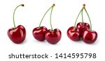 Cherry isolated. Cherries on white. Cherry set. With clipping path.