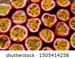 Top View Passion Fruits Cut In...