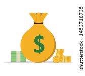 money bag with stack of money... | Shutterstock .eps vector #1453718735