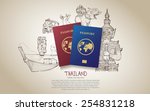 Thailand Travel Poster. Hand...