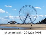 Arcachon, in Gironde, France. A Ferris wheel is installed each fall near the Pierre Lataillade jetty