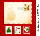 Christmas Postcard With Stamps  ...