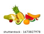 mixed exotic fruits arrangement ... | Shutterstock .eps vector #1673827978