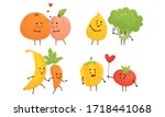 happy fruits and vegetables... | Shutterstock .eps vector #1718441068