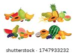 exotic fruits composition with... | Shutterstock .eps vector #1747933232