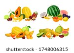 exotic fruits composition with... | Shutterstock .eps vector #1748006315