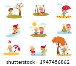 kids enjoying four seasons... | Shutterstock .eps vector #1947456862
