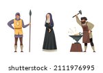 inhabitants of the medieval... | Shutterstock .eps vector #2111976995