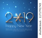 happy new year 2019 text design.... | Shutterstock .eps vector #1171791745
