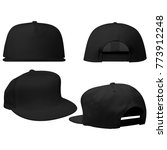 Small photo of Blank Snap back Hat Caps in Back Perspective View, Back View, Front Perspective, Front View with Black color