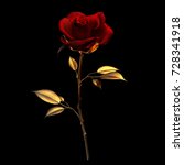 3d Red Rose Isolated On Black...