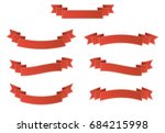 set of red ribbon banner with... | Shutterstock .eps vector #684215998
