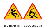 slippery road sign. triangular... | Shutterstock .eps vector #1900651375