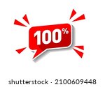 red speech bubble 100 percent... | Shutterstock .eps vector #2100609448