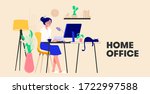 woman working from home and... | Shutterstock .eps vector #1722997588