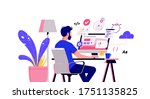 working at home vector flat... | Shutterstock .eps vector #1751135825