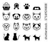 Cat And Dog Icon Black And...