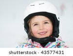 Cute little skier winter portrait