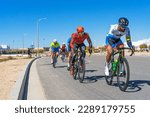 Small photo of Victorville, CA, USA – March 25, 2023: Men’s cycling road race in the Majestic Cycling event at Southern California Logistics Airport in Victorville, California.