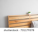 wooden board of top bed with... | Shutterstock . vector #731179378