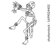 dancing human skeleton. mayan... | Shutterstock .eps vector #1699024402