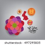 chinese new year 2017. plum... | Shutterstock . vector #497295835