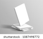 hardcover books set floating on ... | Shutterstock .eps vector #1087498772